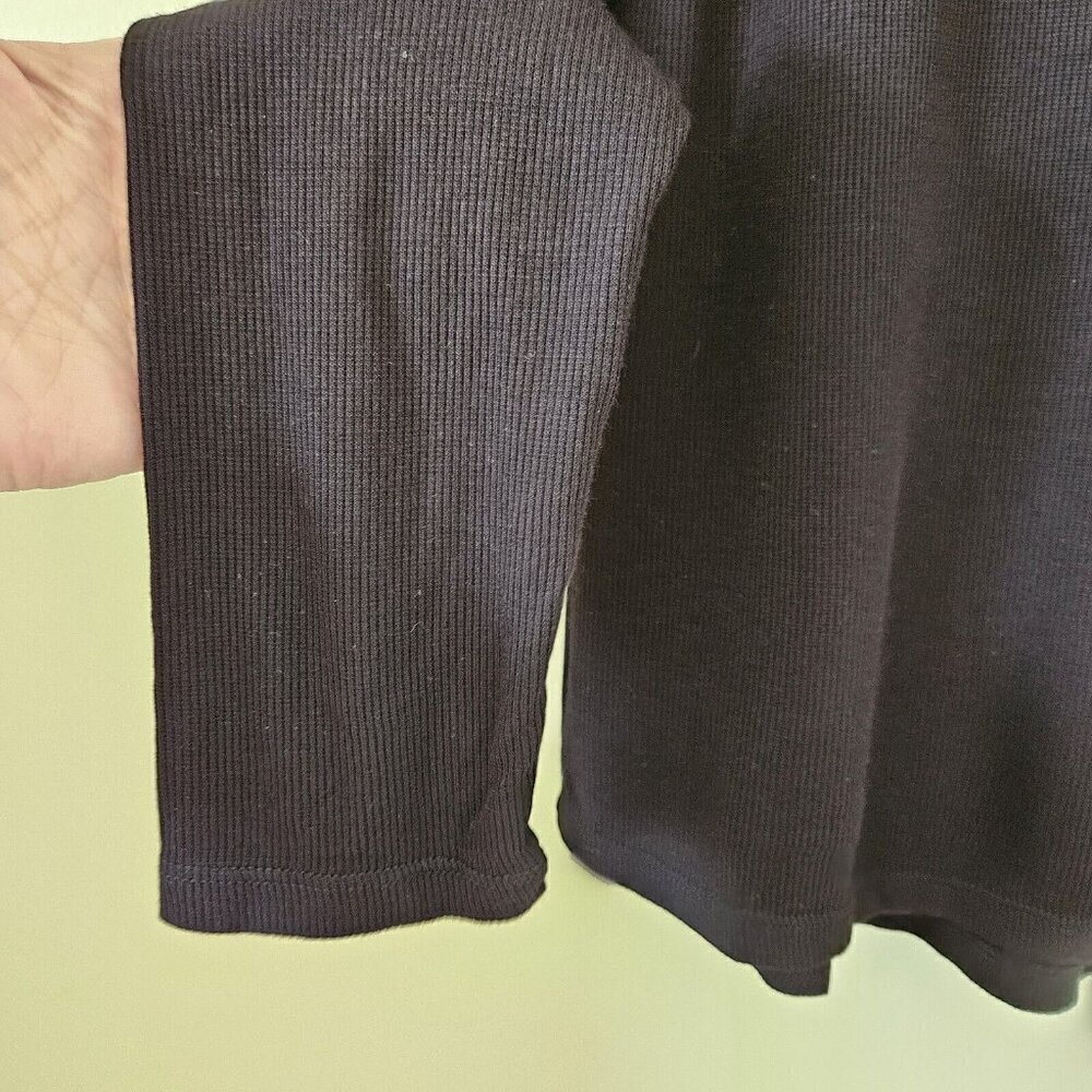 Terrera Black Turtleneck Top Womens L Bamboo Spandex LS Minimalist Office Siren - Picture 2 of 12